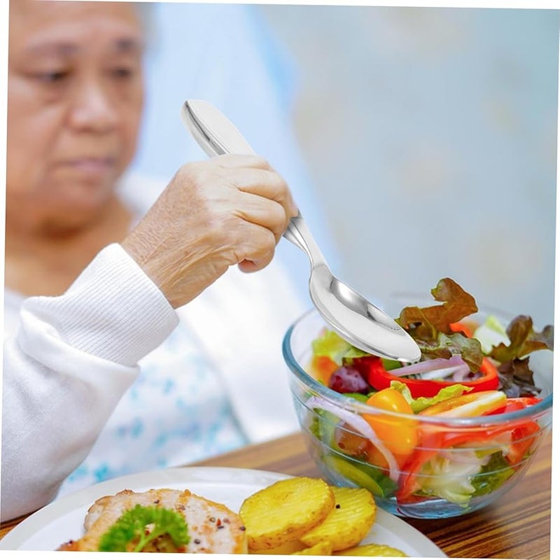 أدوات طعام معدنية ملائمة مصنوعة من الفولاذ المقاوم للصدأ والمُوزونة لرعاية المسنين وذوي الإعاقة في المنزل - Image 3